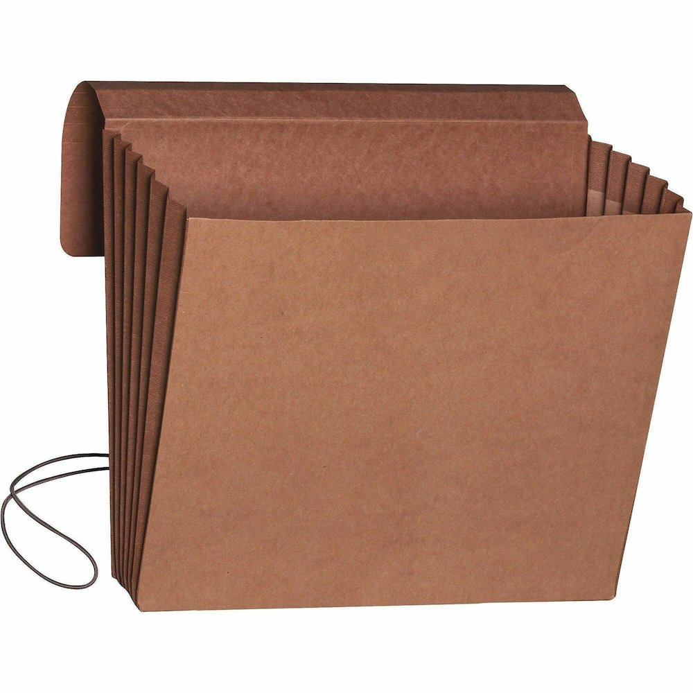 Smead Letter Recycled File Wallet - 8 1/2" x 11" - 5 1/4" Expansion - Redrope - Elastic Closure Flap - 30% Recycled - 10 / Box. Picture 1