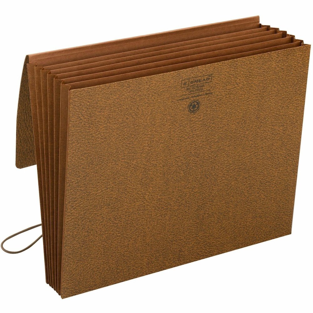 Smead Letter Recycled File Wallet - 8 1/2" x 11" - 5 1/4" Expansion - 6 Pocket - Tyvek - Redrope - Flap, Elastic Closure, Reinforced - 30% Recycled - 1 Each. Picture 1