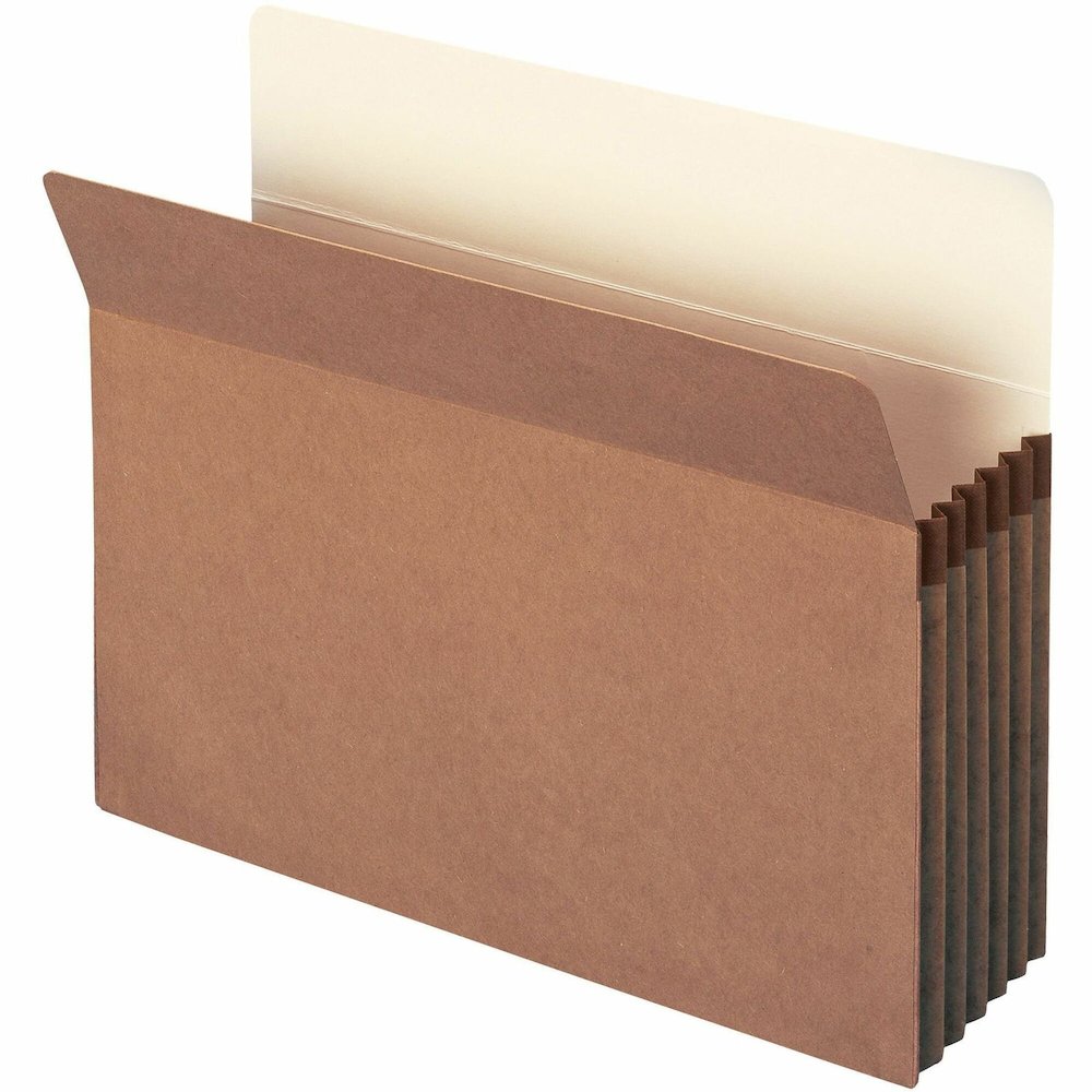 Smead Straight Tab Cut Letter Yes File Pocket - 8 1/2" x 11" - 5 1/4" Expansion - Top Tab Location - 12.5 pt. - Redrope - Tear Resistant, Rounded Corner, Reinforced Gusset - 30% Recycled - 10 / Box. Picture 1