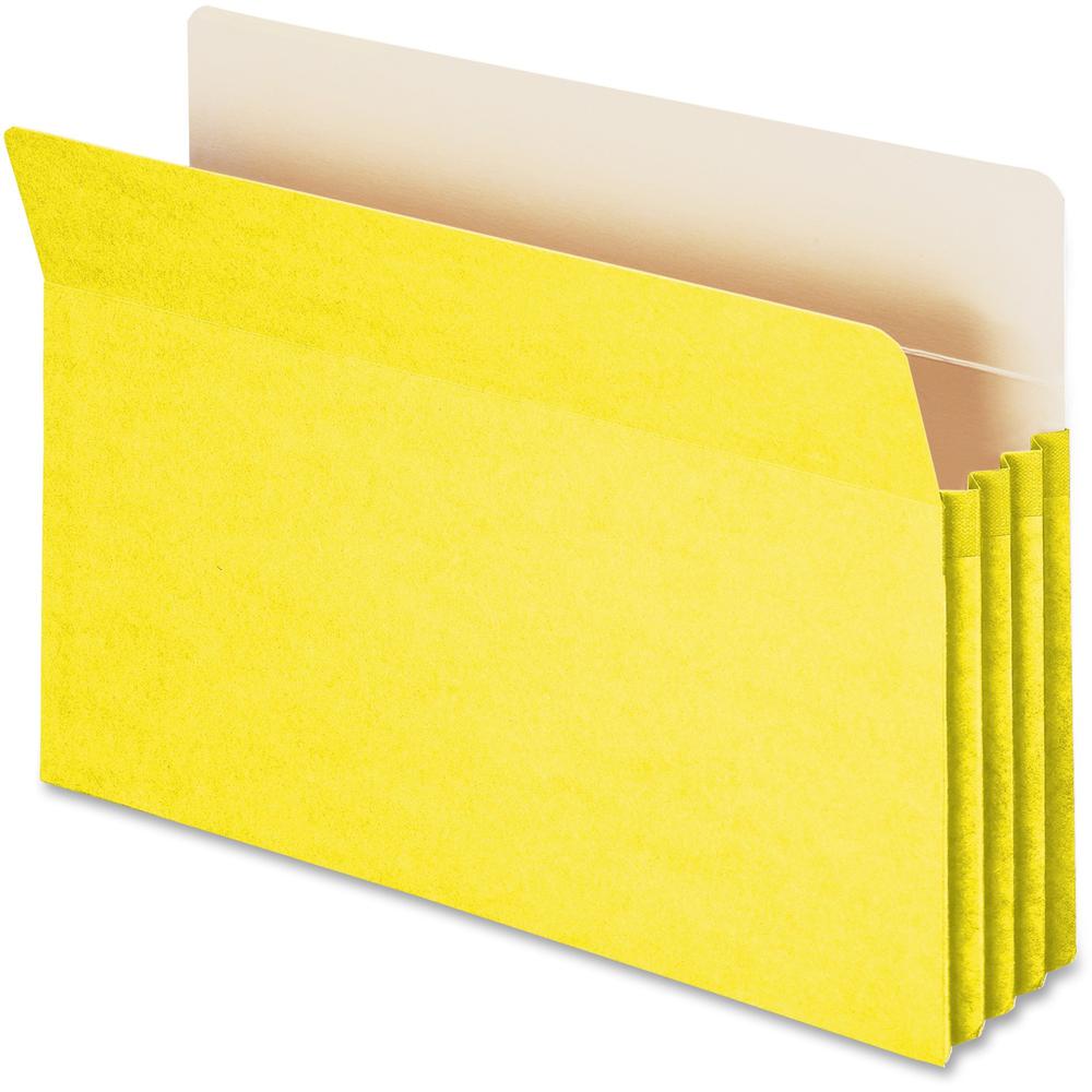 Smead Straight Tab Cut Legal Recycled File Pocket - 8 1/2" x 14" - 3 1/2" Expansion - Top Tab Location - Yellow - Tear Resistant - 10% Recycled - 1 Each. Picture 1