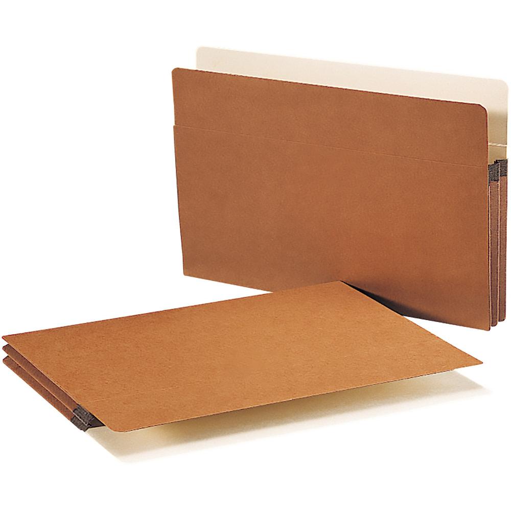 Smead Straight Tab Cut Legal Recycled File Pocket - 8 1/2" x 14" - 1 3/4" Expansion - 12.5 pt. - Redrope - Tear Proof, Reinforced Gusset, Heavyweight Cover, Rounded Corner - 30% Recycled - 50 / Box. Picture 1