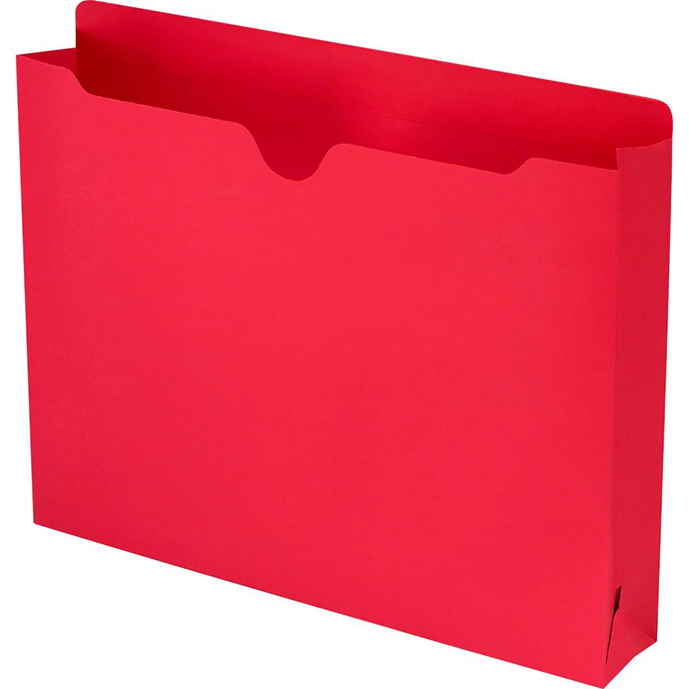 Smead Colored Straight Tab Cut Letter Recycled File Jacket - 8 1/2" x 11" - 2" Expansion - 11 pt. - 2 Plys - Red - Slip Resistant, Reinforced Tab - 10% Recycled - 50 / Box. Picture 1