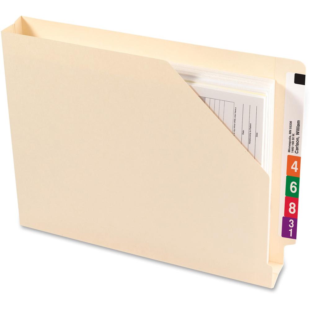 Smead Shelf-Master Straight Tab Cut Letter Recycled File Jacket - 8 1/2" x 11" - 1 1/2" Expansion - 14 pt. - 2 Plys - Manila - 10% Recycled - 50 / Box. Picture 1