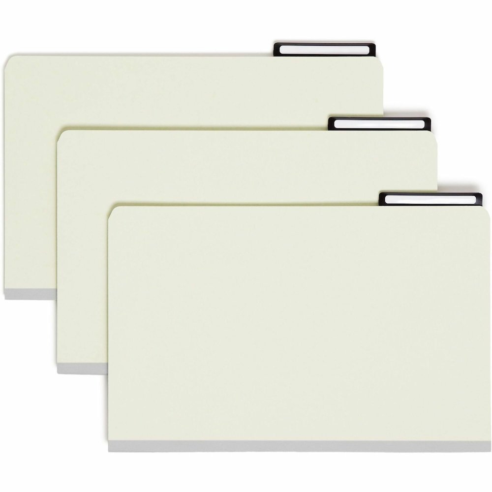 Smead 2/5 Tab Cut Legal Recycled Classification Folder - 8 1/2" x 14" - 1" Expansion - 1 x 2K Fastener - 2" for Folder - Top Tab Location - Right Tab Position - 8 Divider - 25 pt. - Pressboard - Gray,. Picture 1