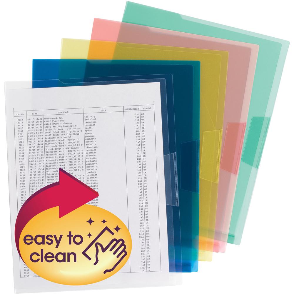 Smead Letter File Jacket - 8 1/2" x 11" - Polypropylene - Blue, Clear, Green, Red, Yellow - 5 / Pack. Picture 1