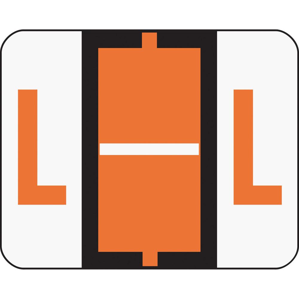 Smead BCCR Bar-Style Color-Coded Labels - "Alphabet" - 1 1/4" Width x 1" Length - Dark Orange - 500 / Roll - 500 / Roll. Picture 1
