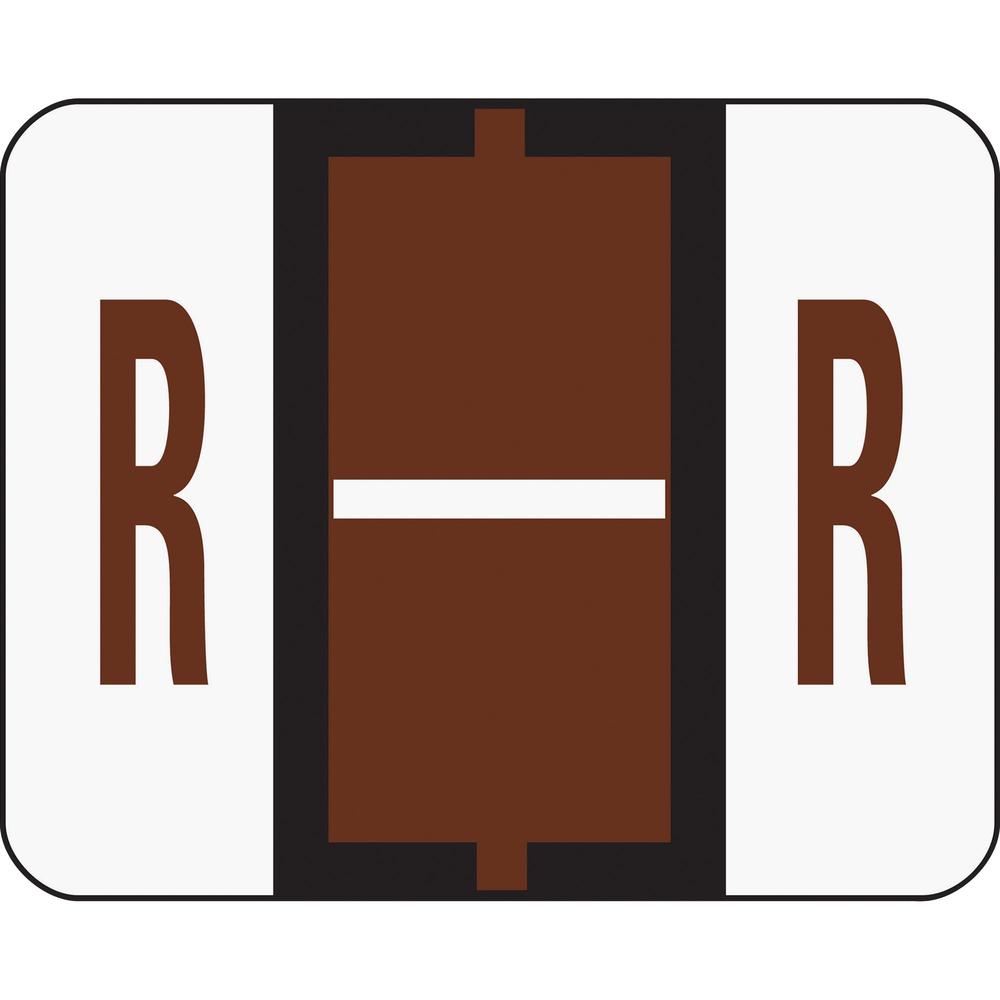 Smead BCCR Bar-Style Color-Coded Labels - "Alphabet" - 1 1/4" Width x 1" Length - Brown - 500 / Roll - 500 / Roll. Picture 1