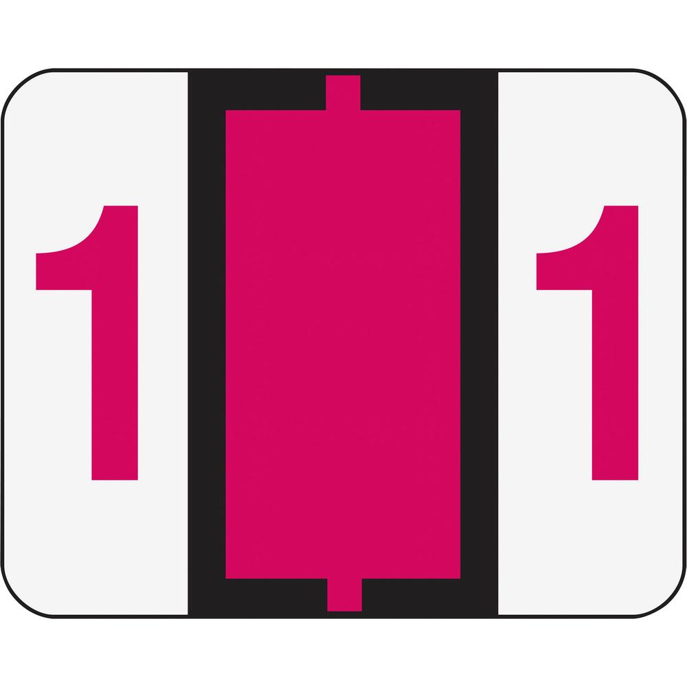 Smead BCCRN Bar-Style Color-Coded Labels - "Number" - 1 1/4" Width x 1" Length - Red - 500 / Roll. Picture 1