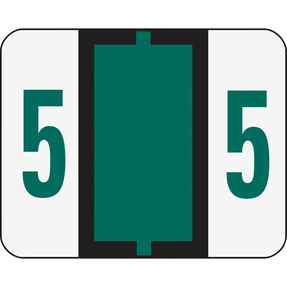 Smead BCCRN Bar-Style Color-Coded Labels - "Number" - 1 1/4" Width x 1" Length - Dark Green - 500 / Roll. Picture 1