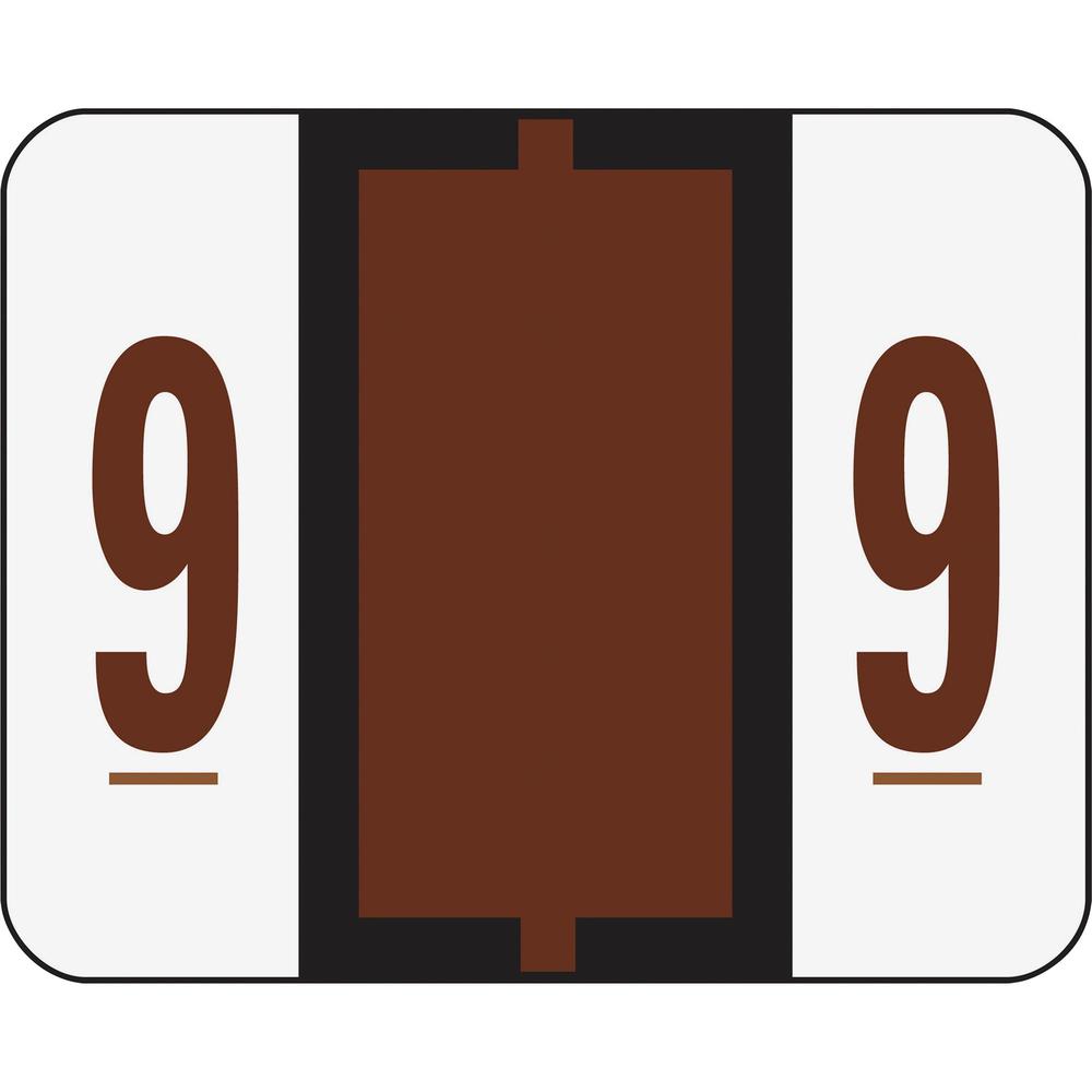Smead BCCRN Bar-Style Color-Coded Labels - "Number" - 1 1/4" Width x 1" Length - Brown - 500 / Roll. Picture 1