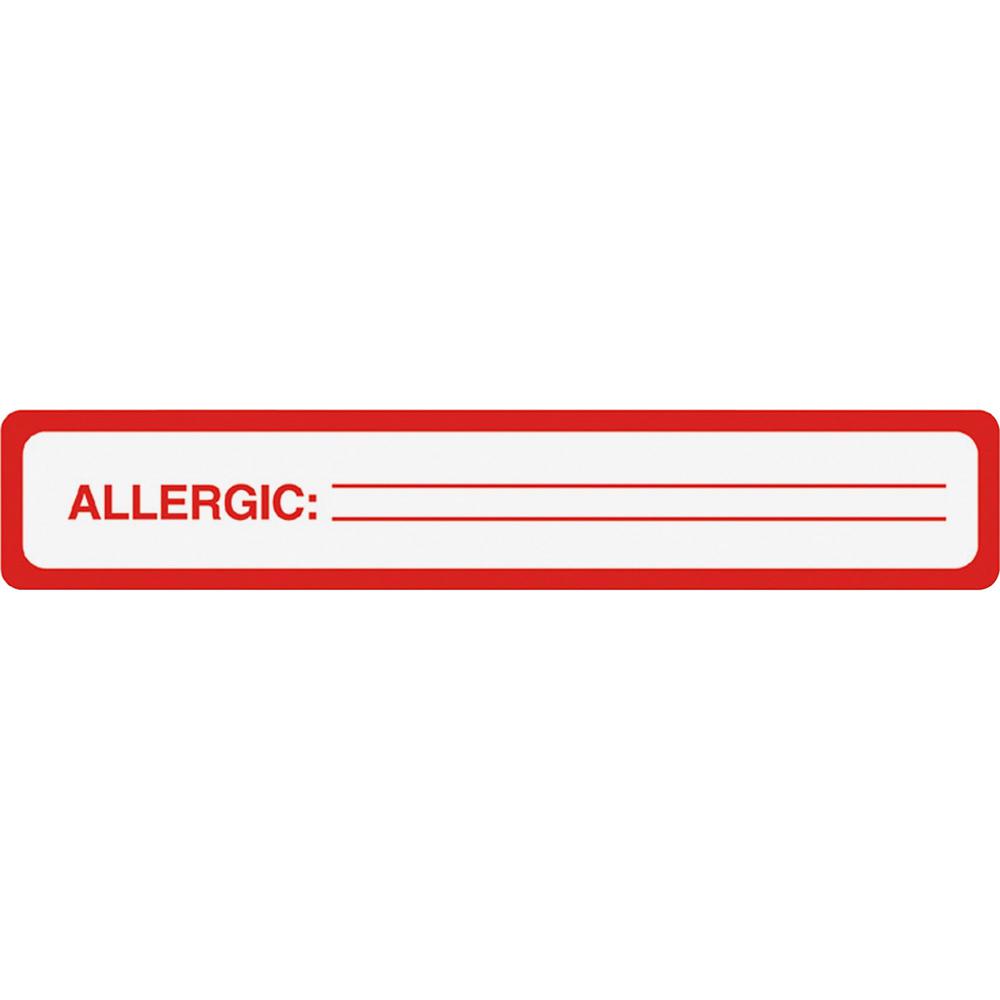 Tabbies ALLERGIC Allergy Message Labels - 5 1/2" Width x 1" Length - Black, Black - 175 / Roll. Picture 1