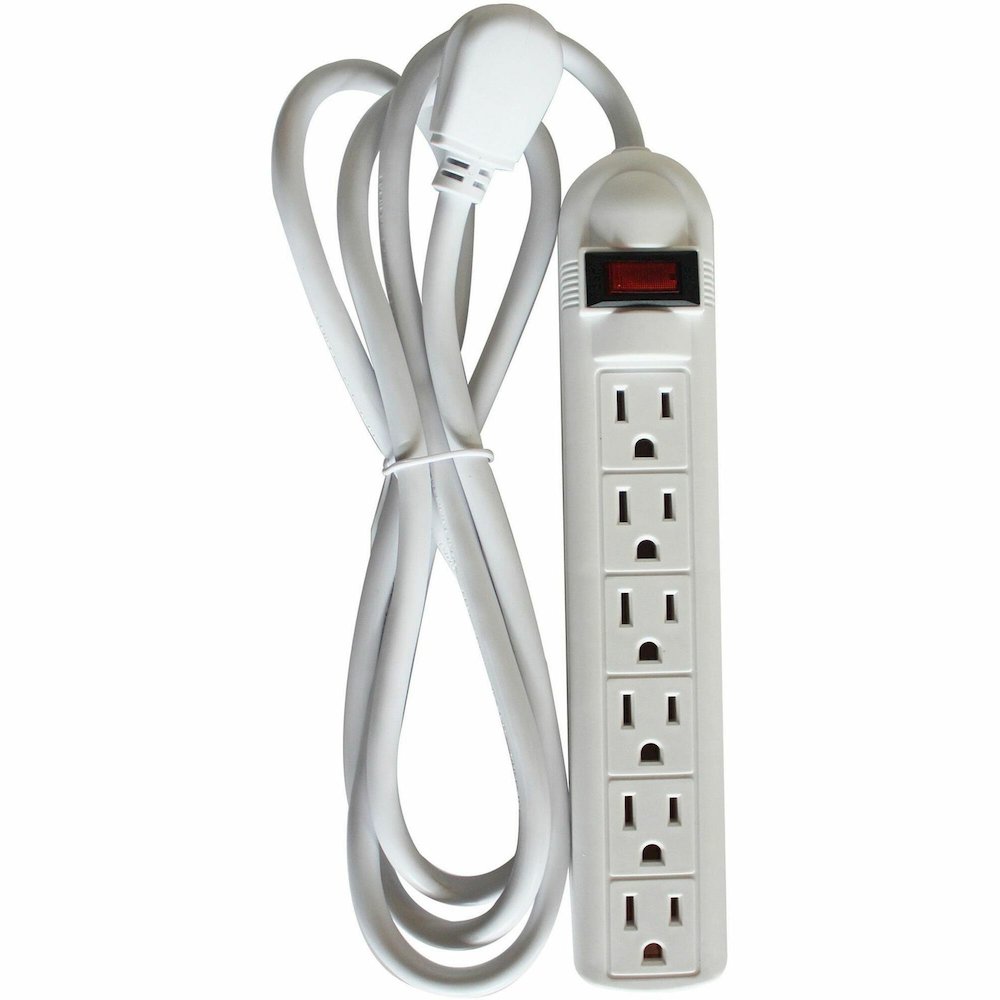Compucessory 6-Outlet Power Strips - 6 - 6 ft Cord - 104 J Surge Energy - 15 A Current - 125 V AC Voltage - Strip - Putty. Picture 1