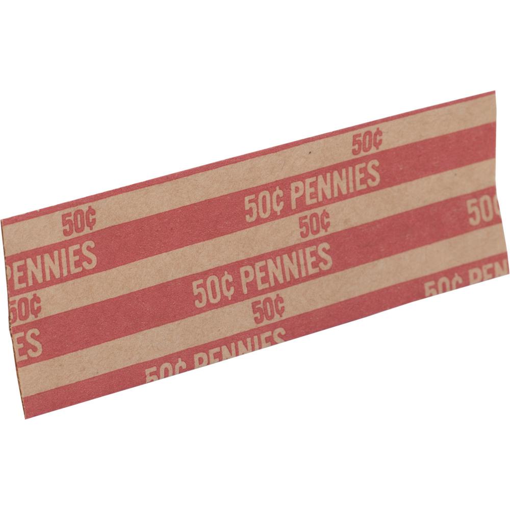 Sparco Flat Coin Wrappers - 1000 Wrap(s)Total $0.50 in 50 Coins of 1¢ Denomination - 60 lb Basis Weight - Kraft - Red - 1000 / Pack. Picture 1