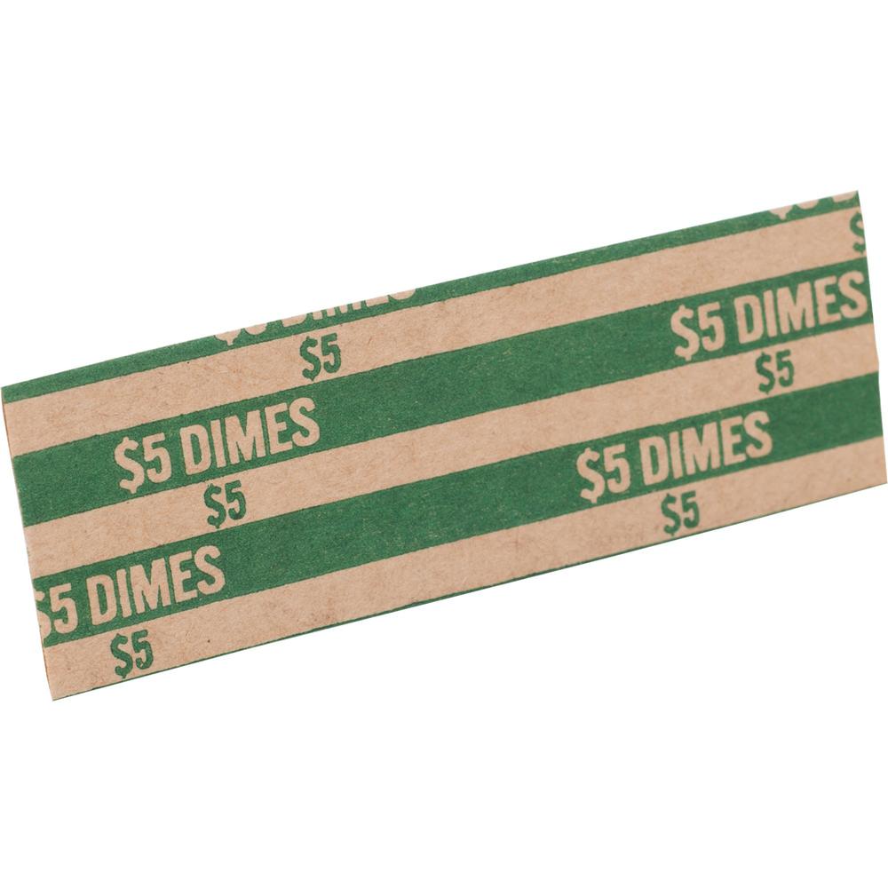 Sparco Flat Coin Wrappers - 1000 Wrap(s)Total $5.0 in 50 Coins of 10¢ Denomination - 60 lb Basis Weight - Kraft - Green - 1000 / Pack. Picture 1