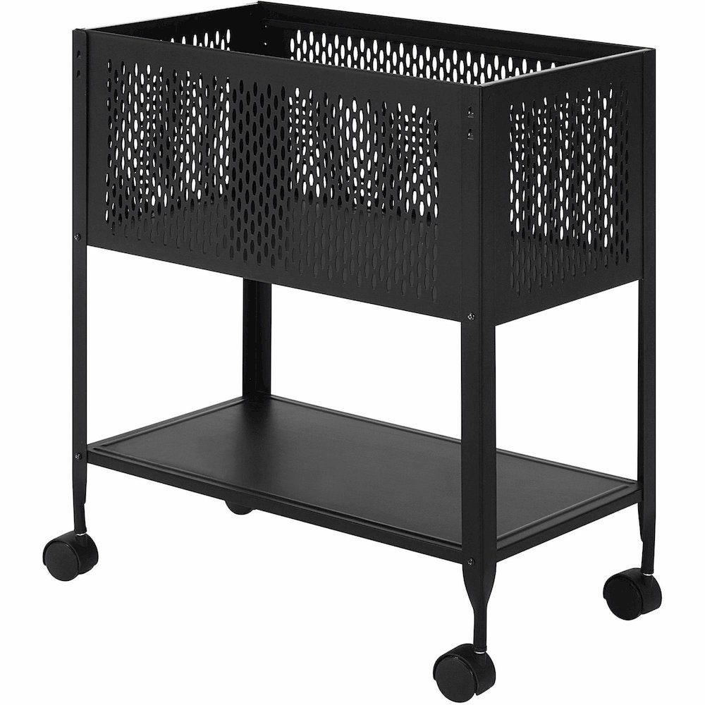 Lorell Mesh Rolling File - 4 Casters - Steel - 13.31" Width x 24.21" Depth x 27.72" Height - Black - 1 Each. Picture 1