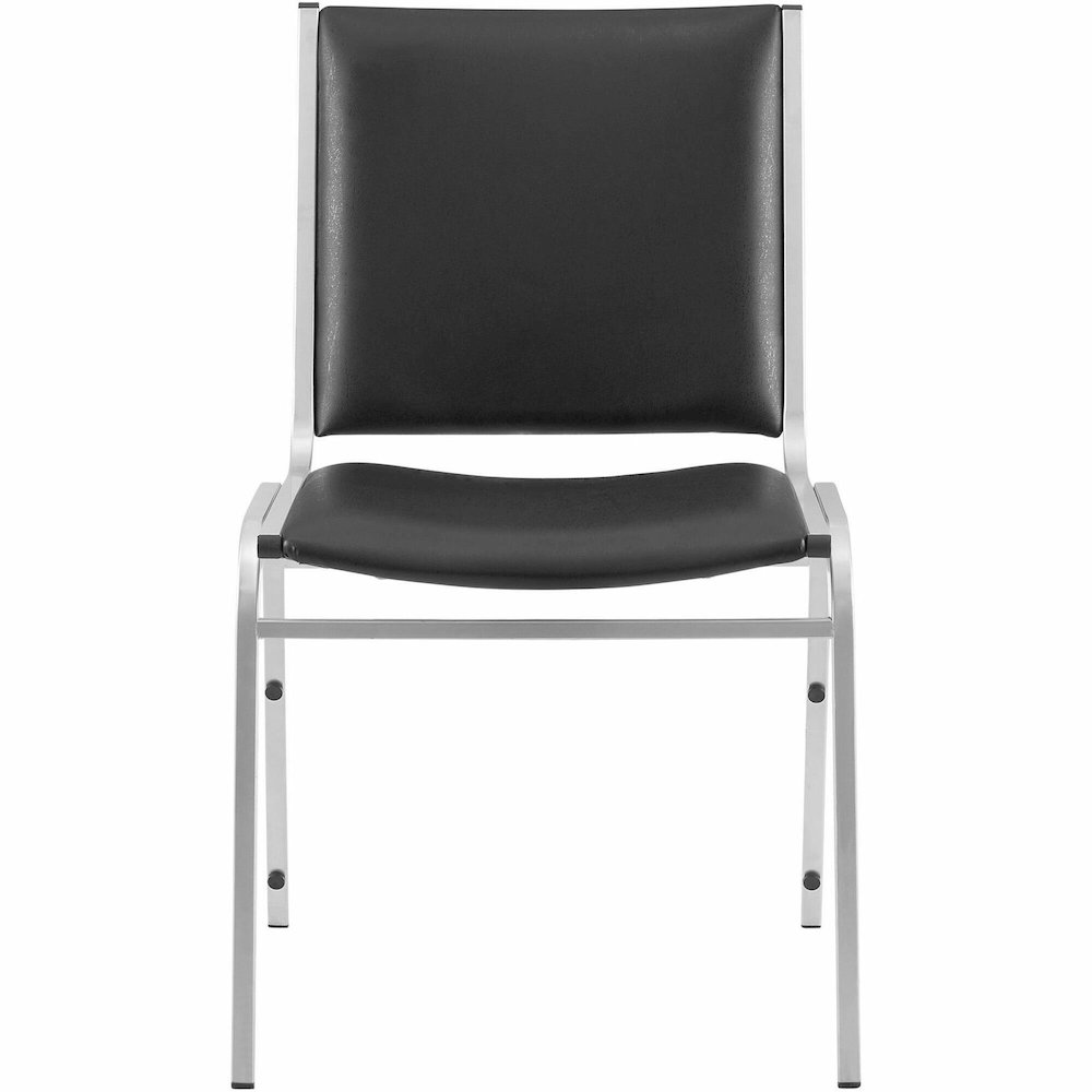 Lorell Stacking Chair Armless Black 4/box - Black Seat Color - Vinyl Seat Material - Vinyl Back Material - Steel Frame Material - Four-legged Base - Black - Steel, Vinyl - 4 / Carton. Picture 1