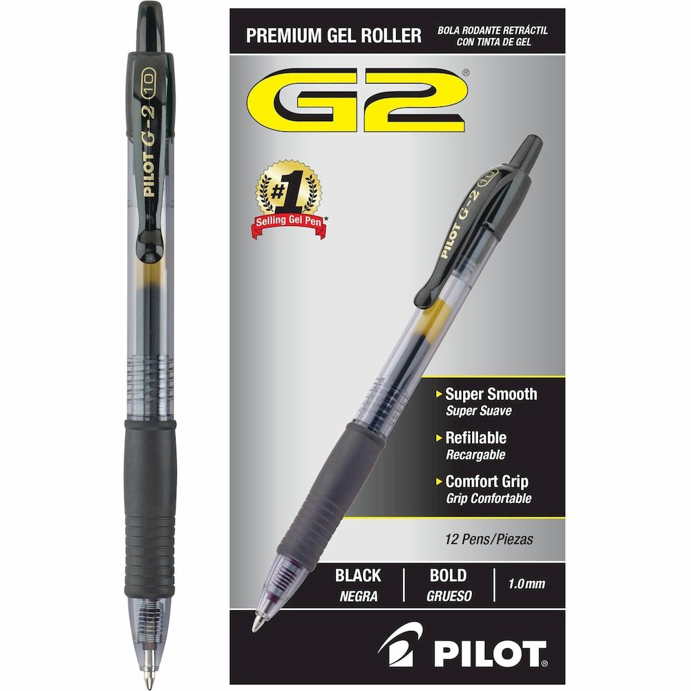 G2 Premium Gel Ink Retractable Pens - Refillable - Retractable - Black Ink - Gel-based - Black Barrel - 1 Dozen. Picture 1