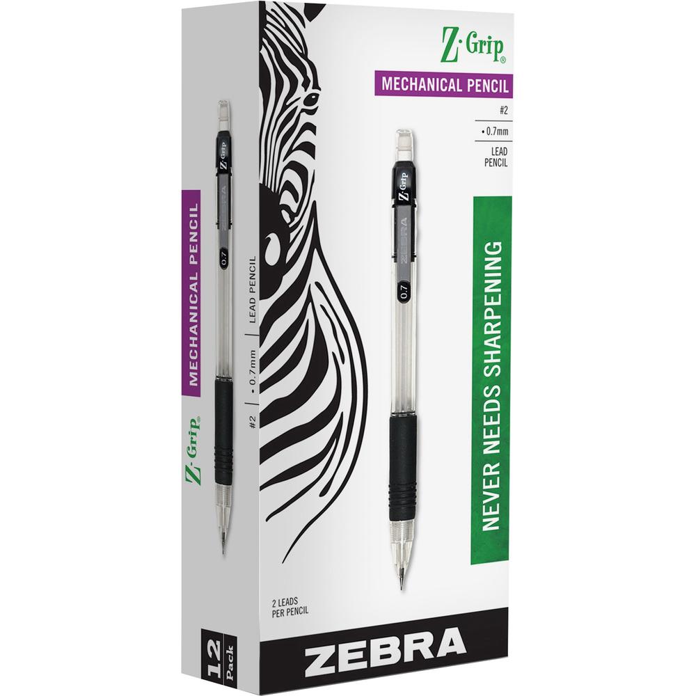 Zebra Z-grip Clear Barrel Mechanical Pencil - 0.7 mm Lead - Refillable - Clear Barrel - 1 Dozen. Picture 1
