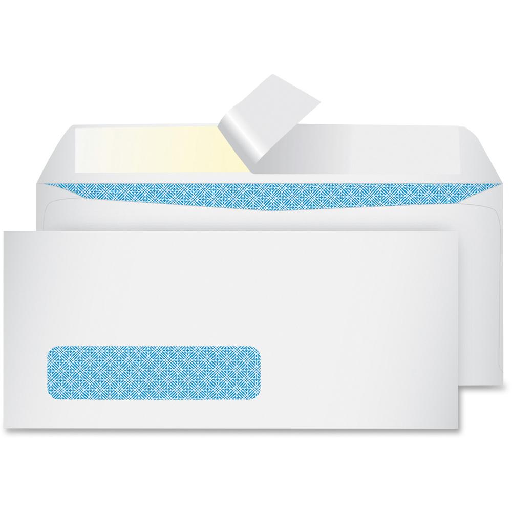 Quality Park No. 10 Window Security Tinted Envelopes with a Self-Seal Closure - Single Window - #10 - 4 1/8" Width x 9 1/2" Length - 24 lb - Self-sealing - White - Wove - 500 / Box. Picture 1