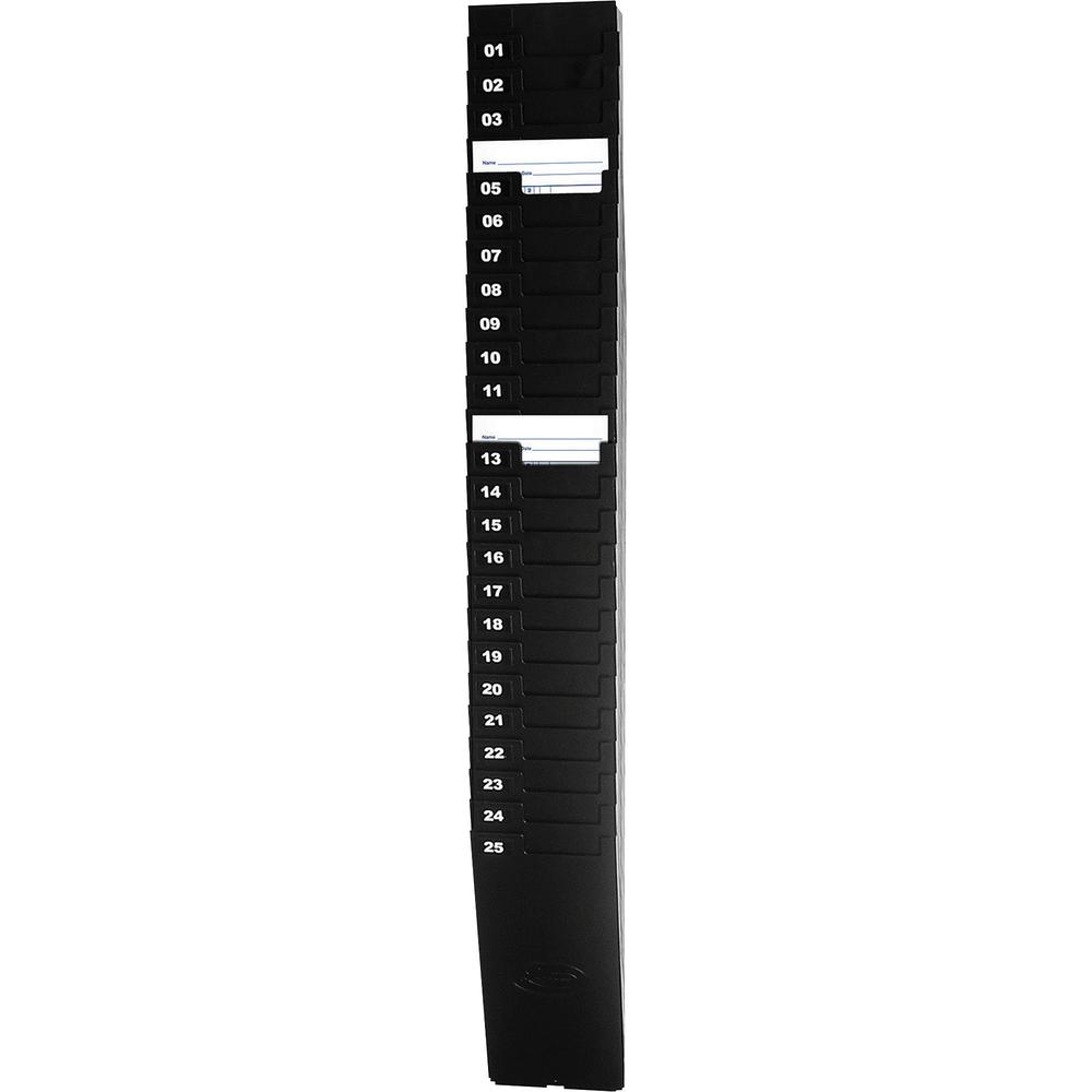 Lathem 25-Pocket Expandable Time Card Rack - 25 Pocket(s) - 33.5" Height x 4.5" Width x 2.3" Depth - Black - Plastic - 1 Each. Picture 1