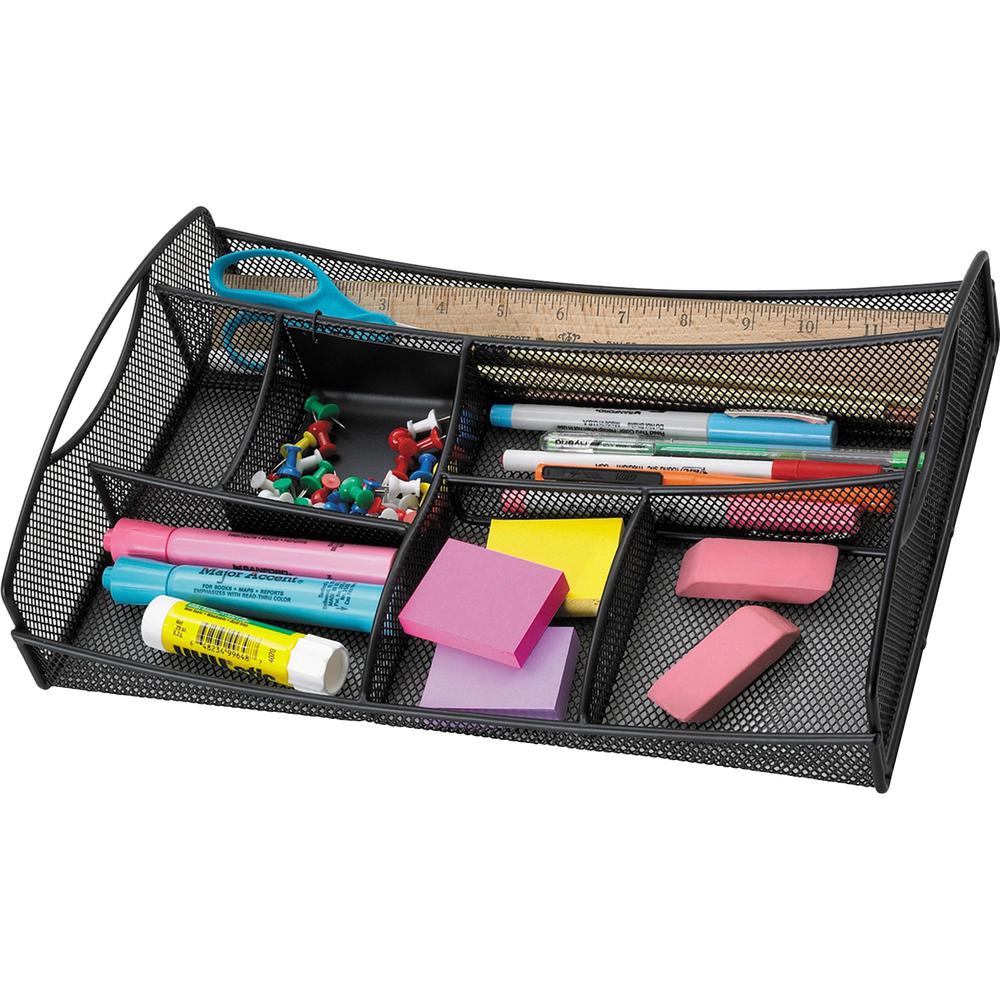 Safco Mesh Drawer Organizer - 7 Compartment(s) - 2.75" Height x 13" Width x 8.75" Depth - Black - Steel - 1 Each. Picture 1