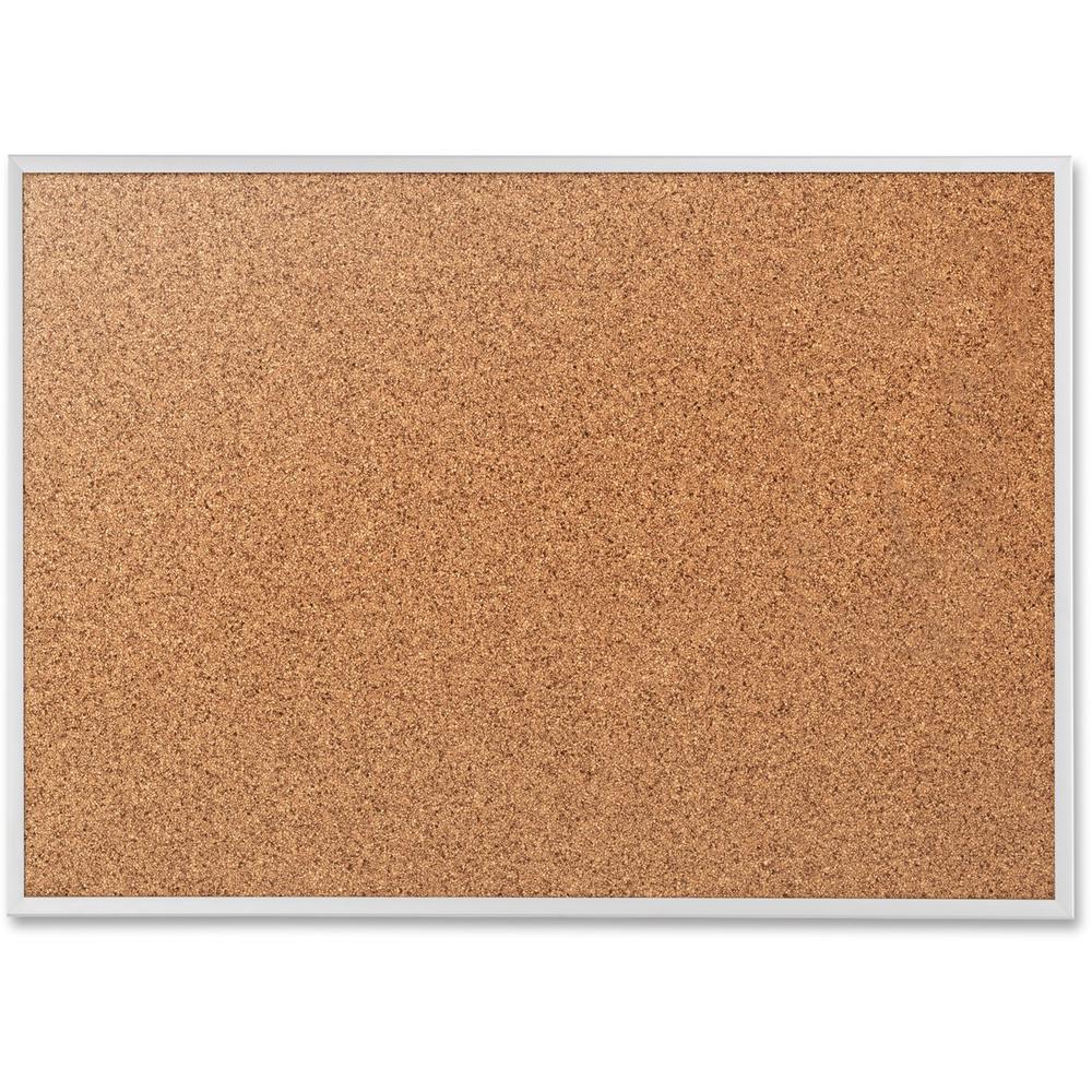 Quartet Classic Series Bulletin Board - 36" Height x 48" Width - Brown Natural Cork Surface - Heavy-gauge, Self-healing, Heavy Duty - Silver Aluminum Frame - 1 Each. Picture 1