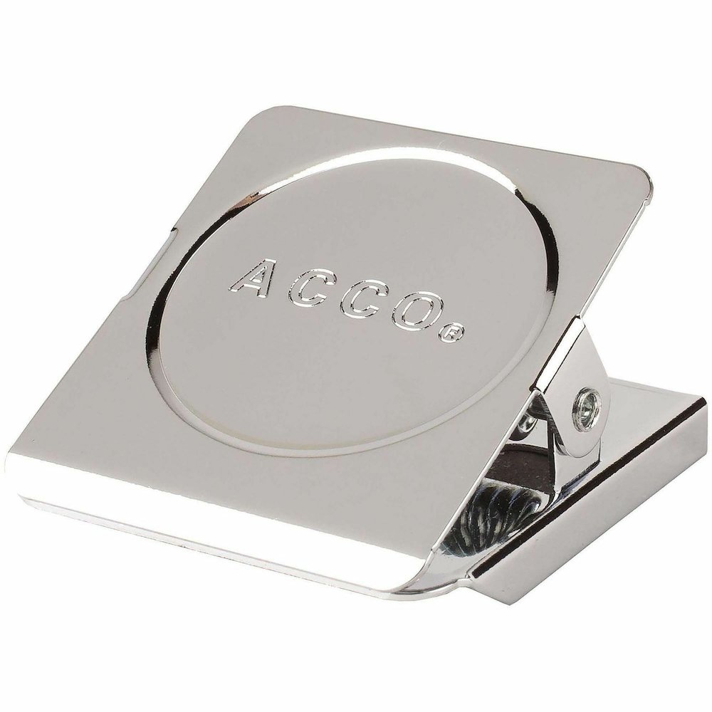 ACCO Square Magnetic Clip - Small - 1.5" Length - 0.88" Size Capacity - Magnetic, Rust Resistant - Silver - Metal, Chrome - 12 / Box. Picture 1