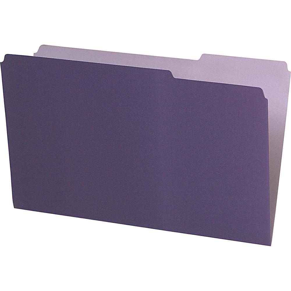 Pendaflex 1/3 Tab Cut Legal Recycled Top Tab File Folder - 8 1/2" x 14" - Violet - 10% Recycled - 100 / Box. Picture 1