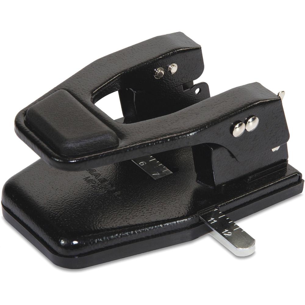 Master MP250 Hole Punch - 2 Punch Head(s) - 40 Sheet of 20lb Paper - 9/32" Punch Size - Round Shape - 13.8" x 12.5" x 9.5" - Black. Picture 1