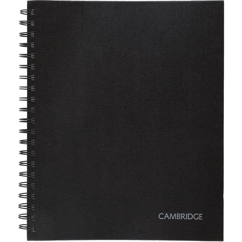 Mead Hardbound Business Notebook - Letter - 96 Sheets - Wire Bound - 0.28" Ruled - 20 lb Basis Weight - Letter - 8 1/2" x 11" - White Paper - BlackLinen Cover - Pocket, Tab, Bond Paper, Perforated, Bl. Picture 1