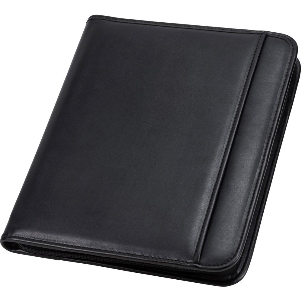 Samsill Letter Pad Folio - 8 1/2" x 11" - 6 Exterior, Internal Pocket(s) - Vinyl, Polyvinyl Chloride (PVC) - Black - 1 Each. Picture 1