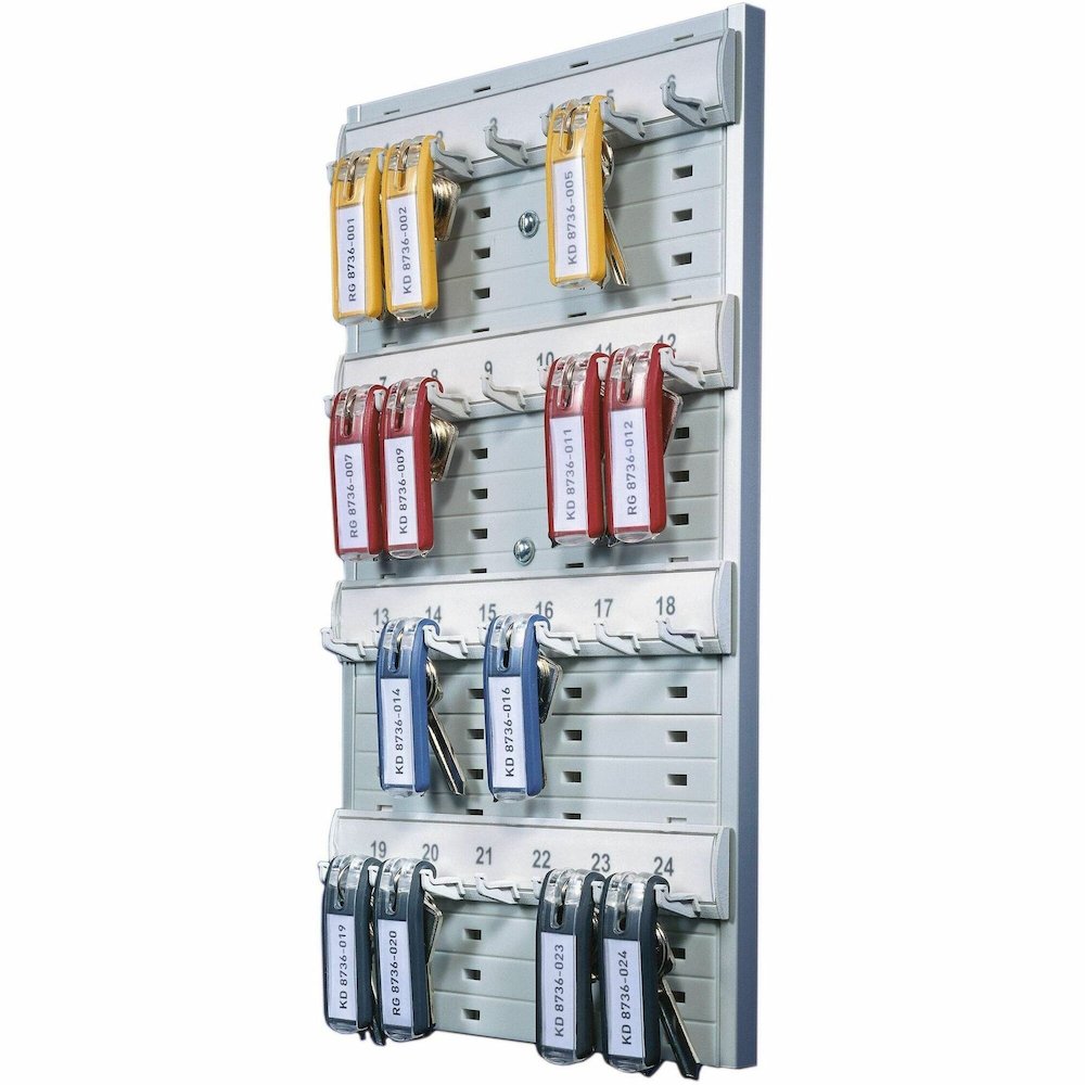 DURABLE 24-Capacity Key Board - 1.3" Width x 14.3" Depth x 8.4" Height - Gray. Picture 1