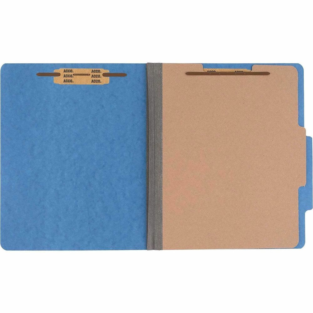 ACCO Letter Classification Folder - 2" Folder Capacity - 8 1/2" x 11" - 4 x Clip Fastener - 1 Divider - Pressboard, Tyvek - Sky Blue - 10 / Box. Picture 1