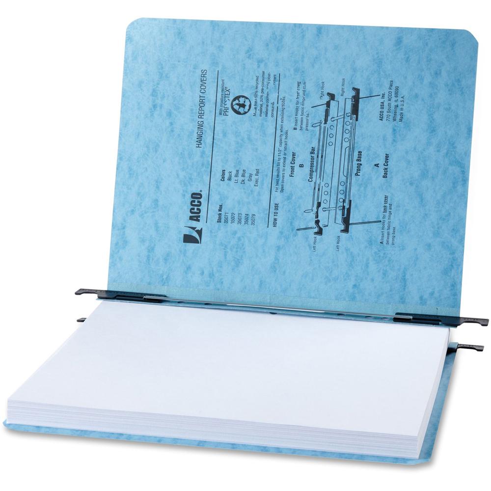 ACCO Presstex Letter Recycled Report Cover - 2" Folder Capacity - 8 1/2" x 11" - 20 pt. - Tyvek, Presstex - Light Blue - 60% Recycled - 5 / Pack. Picture 1