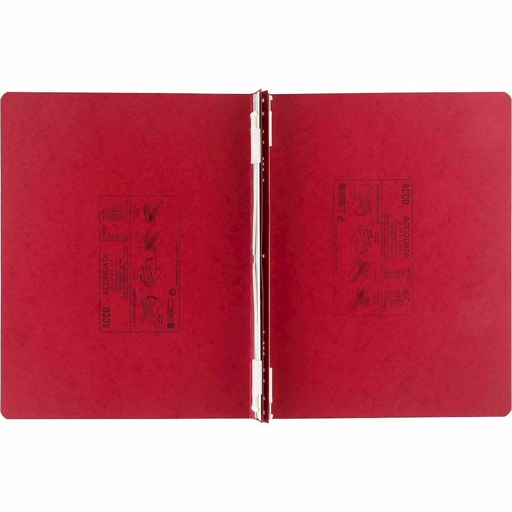 ACCO PRESSTEX Unburst Sheet Covers - 6" Binder Capacity - Fanfold - 11" x 14 7/8" Sheet Size - Executive Red - Recycled - Retractable Filing Hooks, Hanging System, Moisture Resistant, Water Resistant . Picture 1