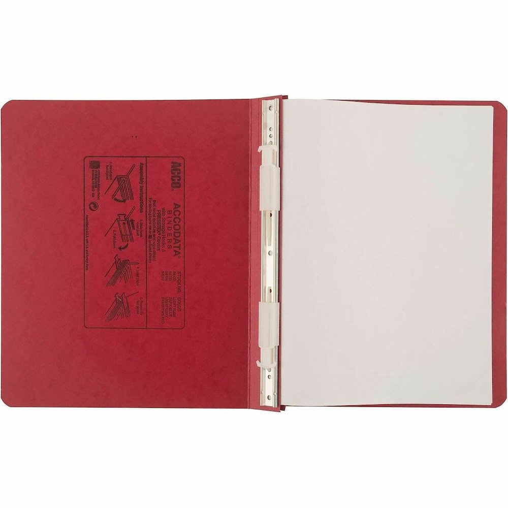 ACCO PRESSTEX Unburst Sheet Covers - 6" Binder Capacity - Letter - 8 1/2" x 11" Sheet Size - Executive Red - Recycled - Retractable Filing Hooks, Hanging System, Moisture Resistant, Water Resistant - . Picture 1