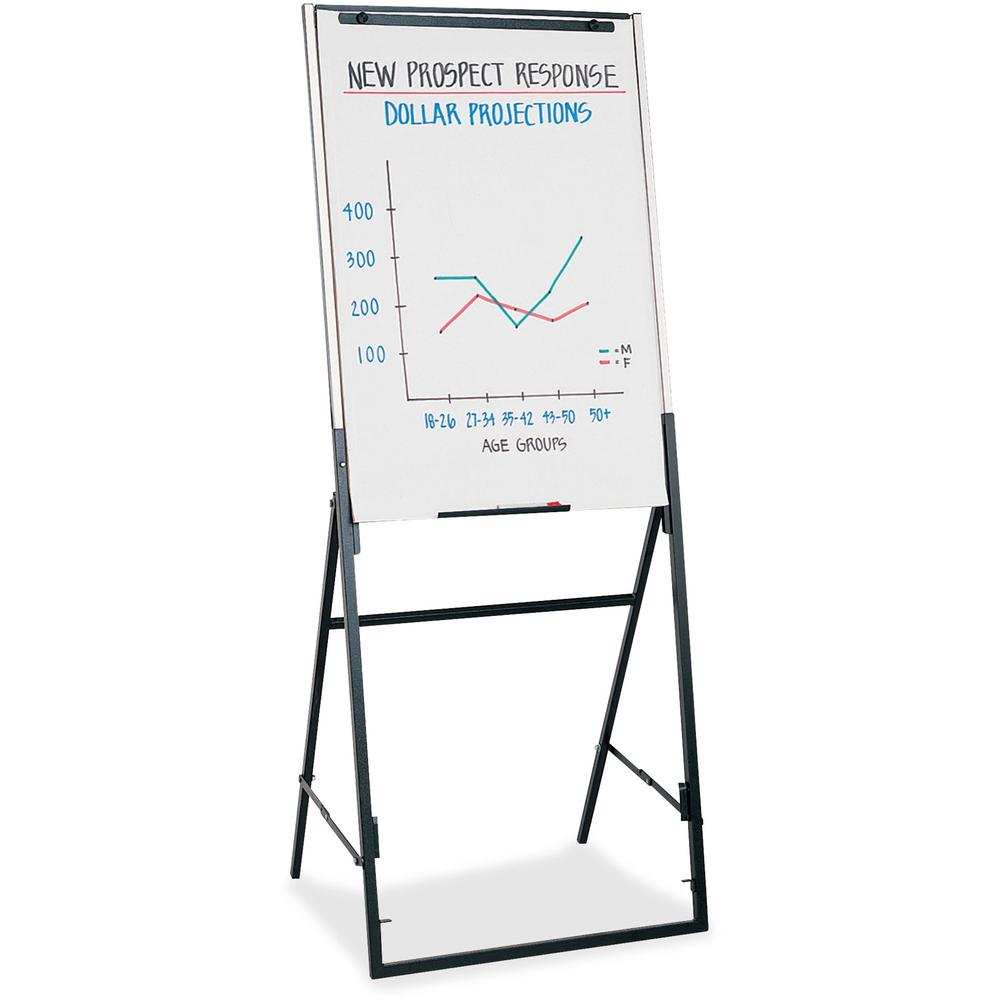 Quartet Futura Easel Whiteboard/Flip Chart - 26" (2.2 ft) Width x 35" (2.9 ft) Height - White Melamine Surface - Black Frame - Rectangle - 1 Each. Picture 1
