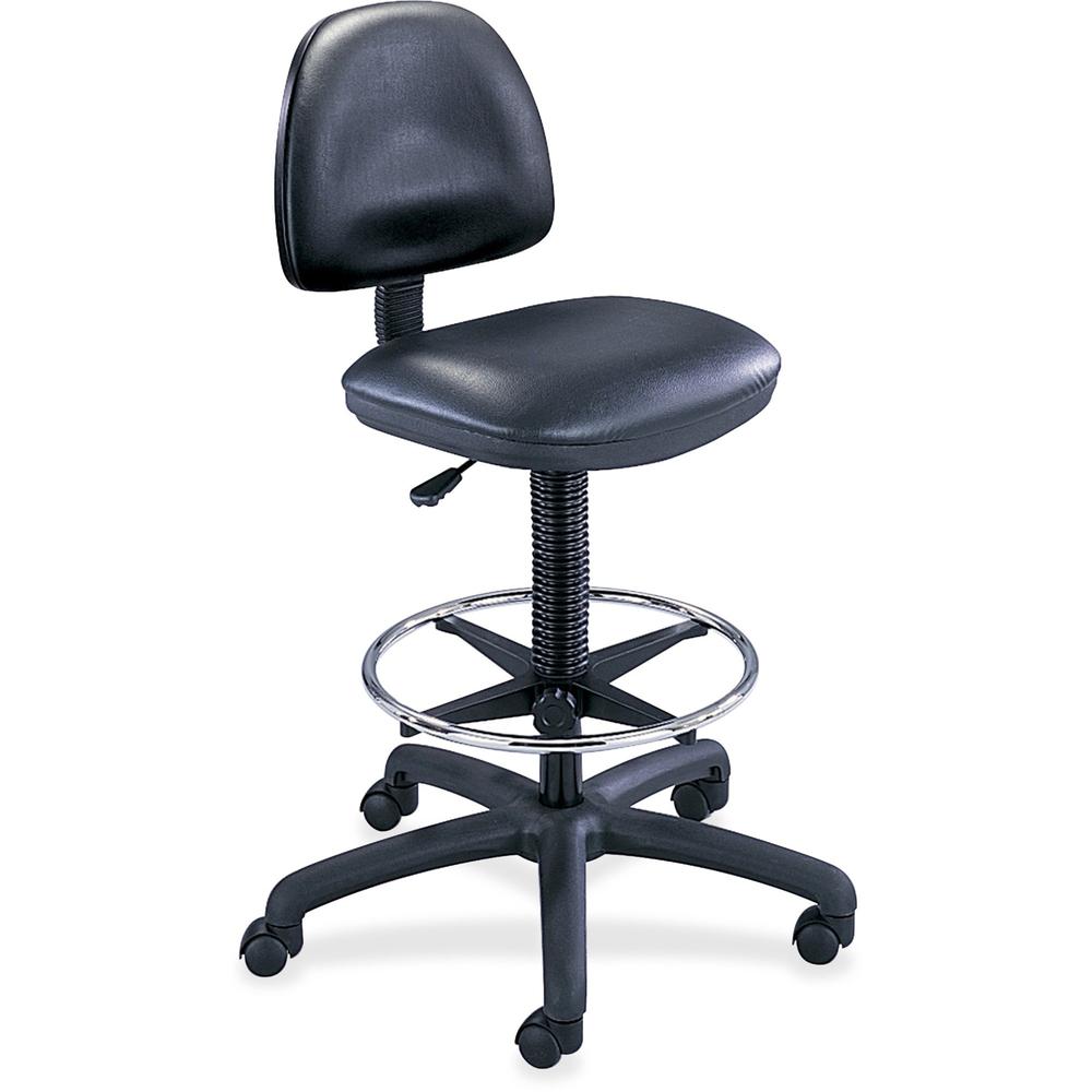 Safco Precision Extended Height Drafting Chair - Vinyl Black Seat Color - Vinyl Seat Material - Black Frame Color - 5-star Base - Black - 1 Each. Picture 1