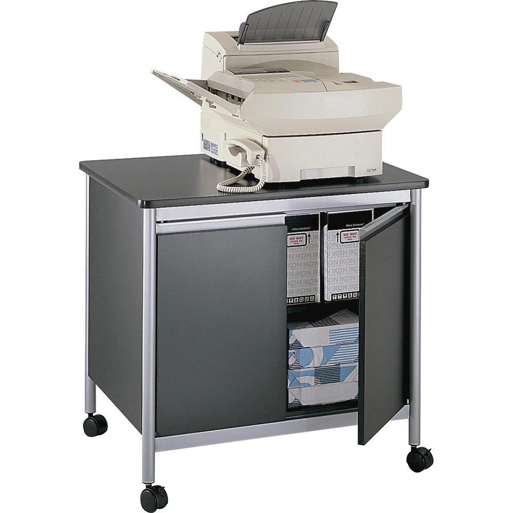 Safco Deluxe Steel Machine Stand - 200 lb Load Capacity - 1 x Shelf(ves) - 30.3" Height x 32" Width x 24.5" Depth - Laminate - Steel - Black. Picture 1