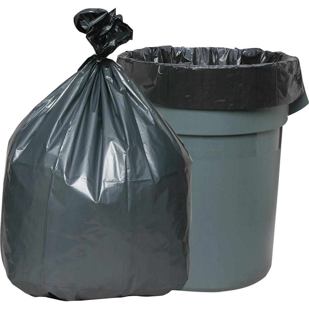 Genuine Joe Maximum Strength Trash Can Liner - Medium Size - 33 gal Capacity - 40" Length x 33" Width x 1.35 mil (34 Micron) Thickness - Low Density - Black - Resin - Recycled - 100 / Carton. Picture 1
