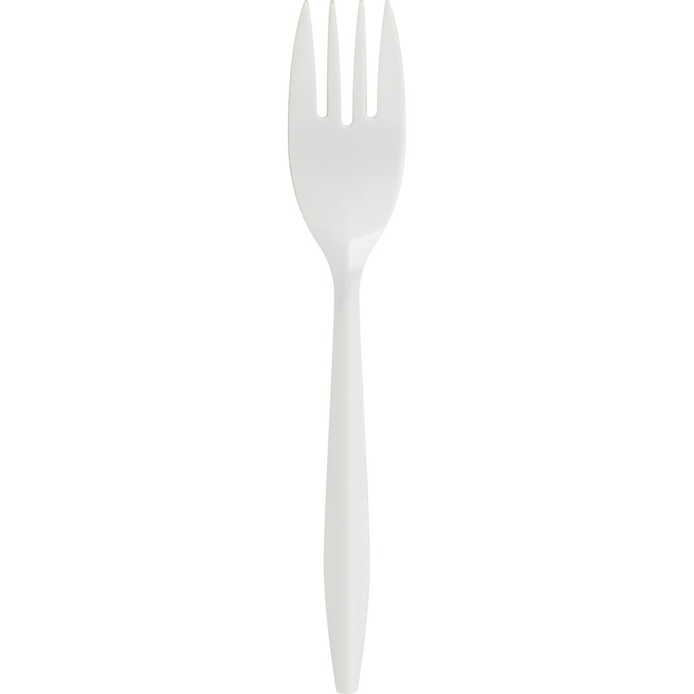 Genuine Joe Medium-weight Forks - Polypropylene - White - 1000 / Carton. Picture 1