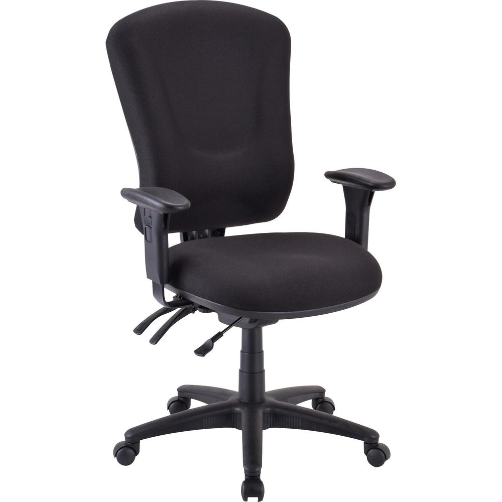 Lorell Contoured Managerial Task Chair - Black Polyester Seat - Black Frame - 1 Each. Picture 1