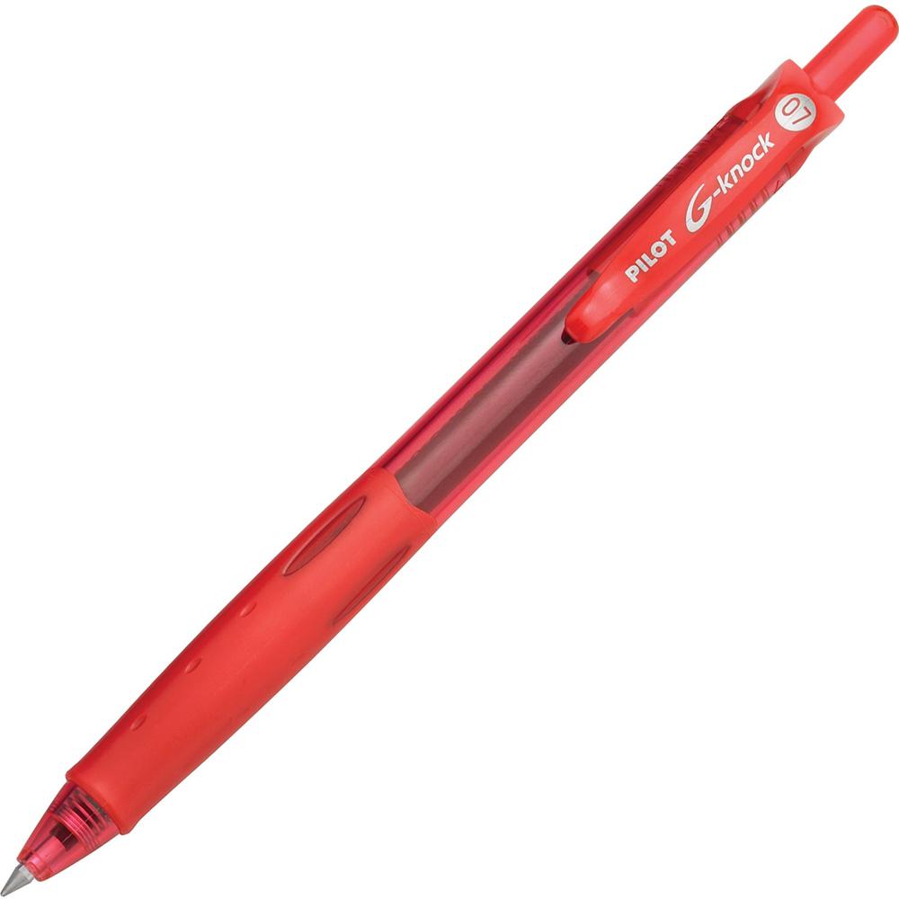 Pilot BeGreen G-Knock Retractable Gel Ink Pens - Fine Pen Point - 0.7 mm Pen Point Size - Refillable - Retractable - Red Gel-based Ink - Red Barrel - 1 Dozen. Picture 1