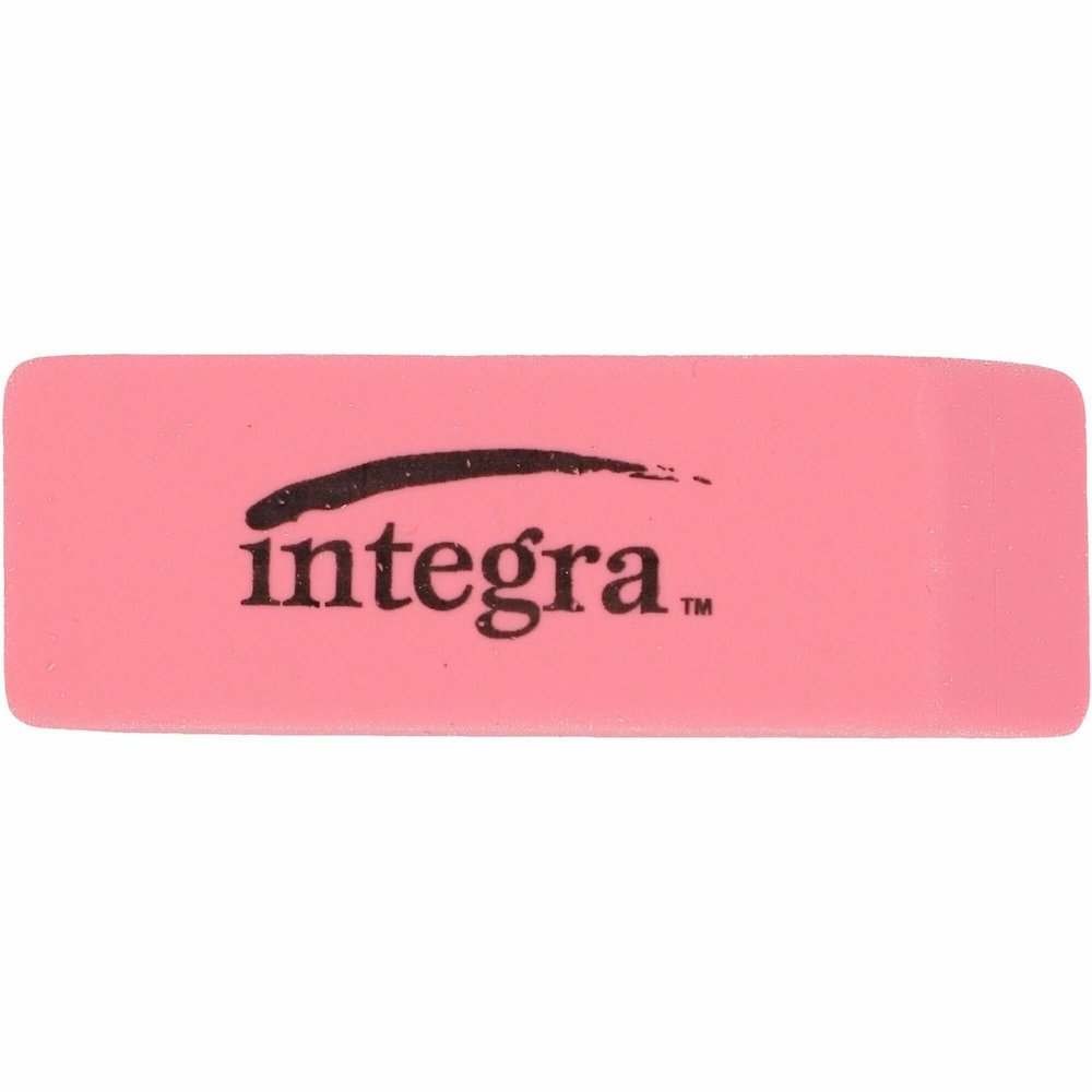 Integra Pink Pencil Eraser - Pink - 2" Width x 0.8" Height x 0.4" Depth - 24 / Box - Soft, Pliable, Latex-free. Picture 1
