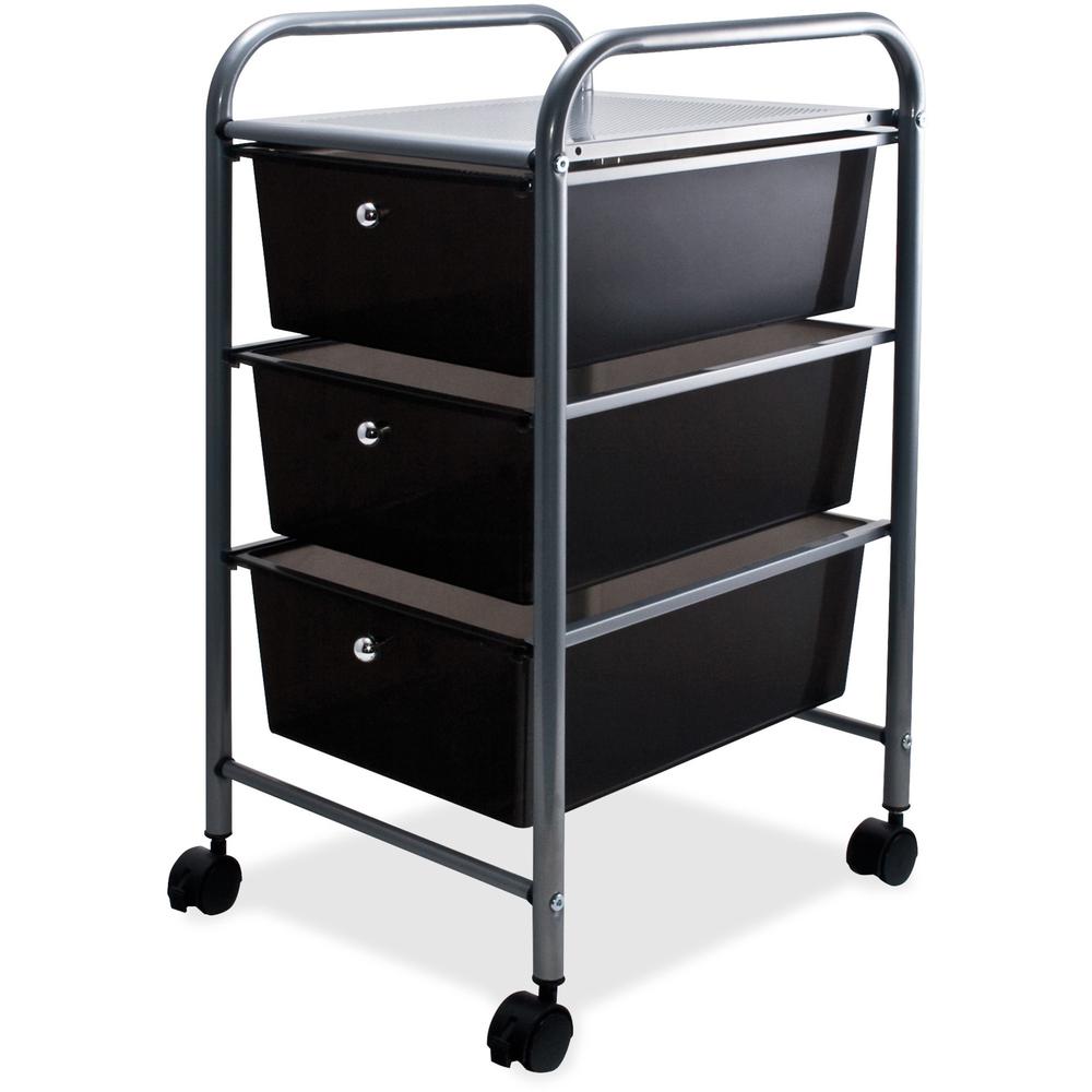 Advantus 3-Drawer Organizer - 3 Drawer - 4 Casters - Metal - x 15.5" Width x 13" Depth x 27" Height - Smoke - 1 Each. Picture 1