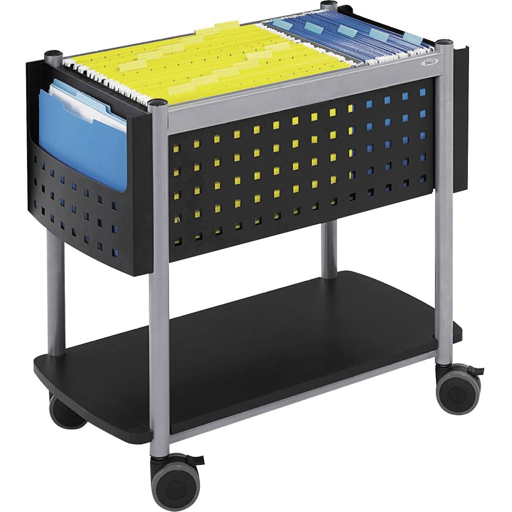 Safco Scoot Open Top Mobile File - 1 Shelf - 200 lb Capacity - 4 Casters - Steel - x 28" Width x 14.8" Depth x 26" Height - Black - 1 Each. Picture 1