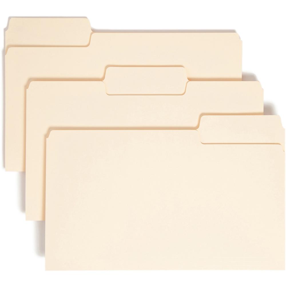 Smead SuperTab 1/3 Tab Cut Legal Recycled Top Tab File Folder - 8 1/2" x 14" - 3/4" Expansion - Top Tab Location - Assorted Position Tab Position - Manila - 10% Recycled - 100 / Box. Picture 1