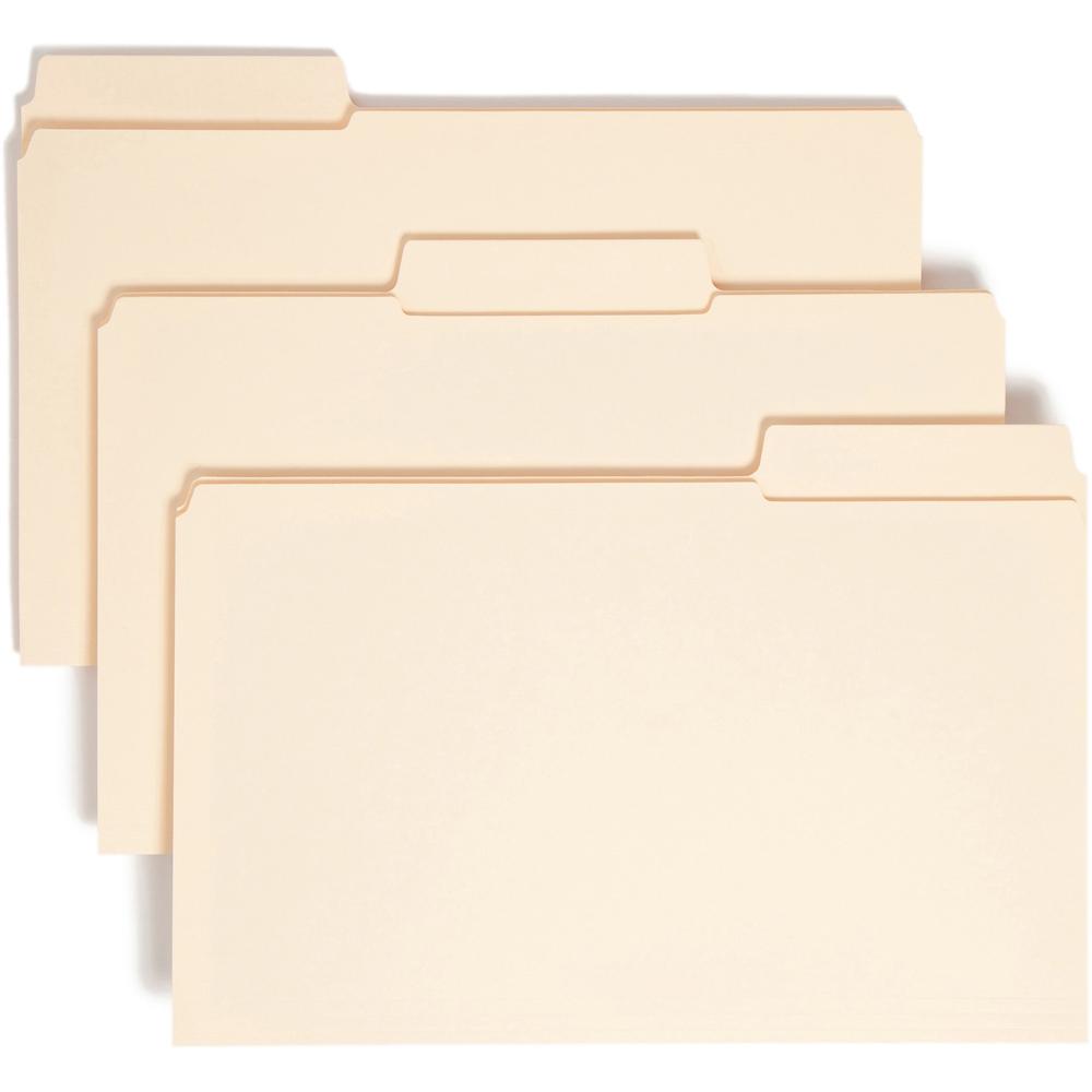 Smead SuperTab 1/3 Tab Cut Legal Recycled Top Tab File Folder - 8 1/2" x 14" - 3/4" Expansion - Top Tab Location - Assorted Position Tab Position - Manila - 10% Recycled - 100 / Box. Picture 1