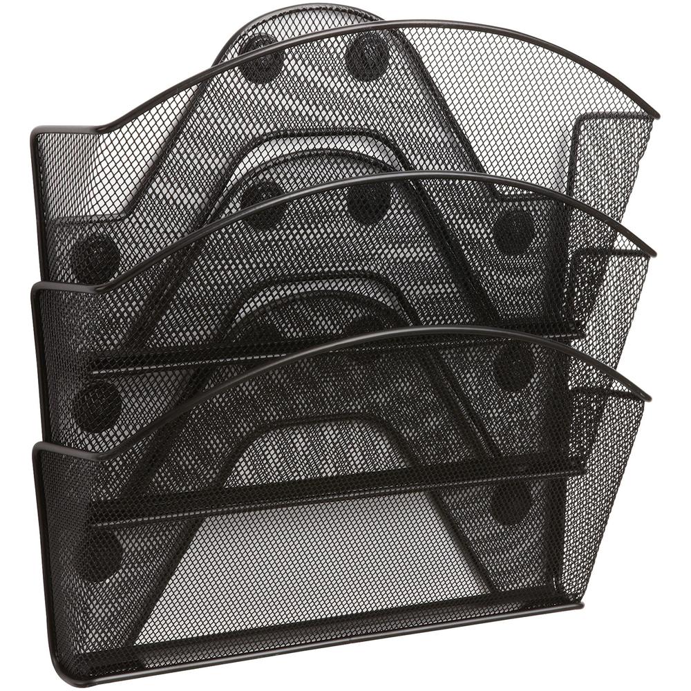 Safco Black Magic Magnetic Triple File Pocket - 3 Compartment(s) - 13.5" Height x 12.5" Width x 4" Depth - Wall Mountable - Black - Steel - 3 / Each. Picture 1
