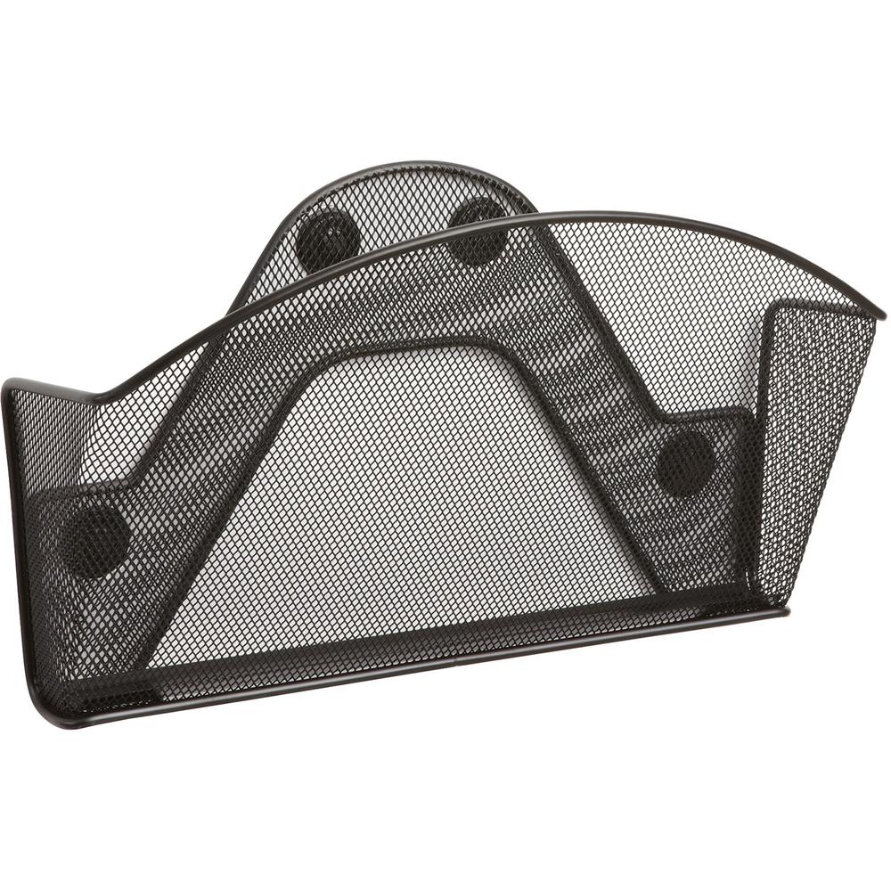 Safco Black Magic Magnetic Single File Pocket - 7.3" Height x 13" Width x 4.3" Depth - Wall Mountable - Black - Steel - 1 / Box. Picture 1